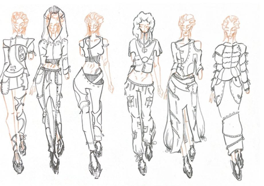 Six menswear line-up sketches