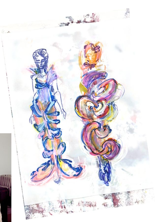 Two color figure sketches